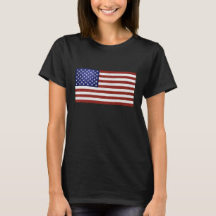 Faux Red White Blue Leather USA Flag T-Shirt