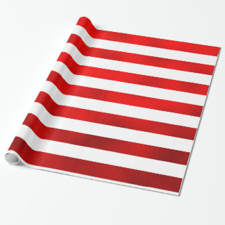 Faux Red White Horizontal Stripes “Candy Stripe” Wrapping Paper