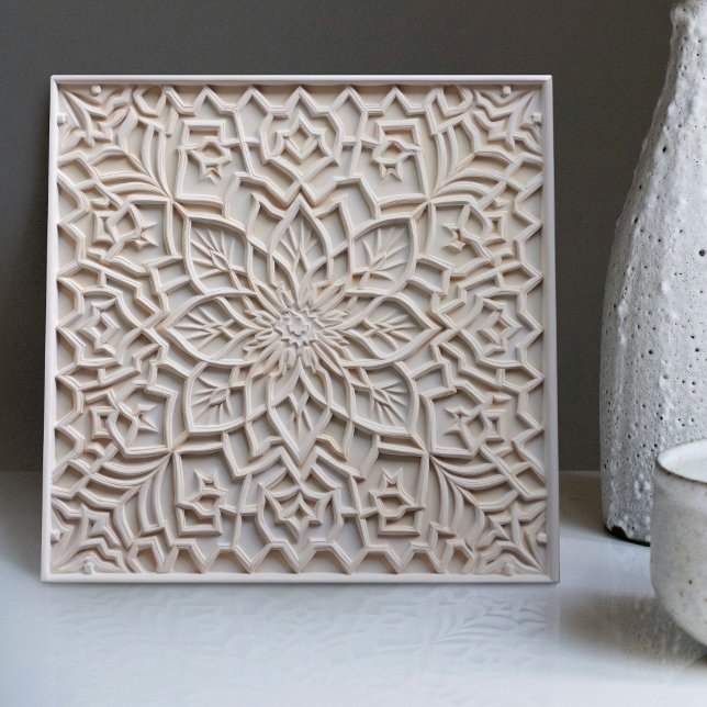 Faux Relief Floral Moroccan Tile Home Decor Accent (Creator Uploaded)