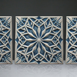 Faux Relief Floral Moroccan Tile Home Decor Accent