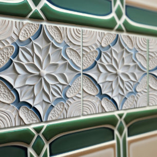 Faux Relief Floral Moroccan Tile Home Decor Accent