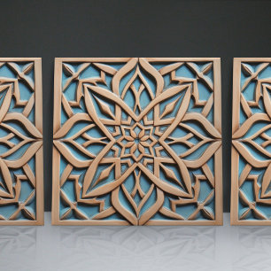 Faux Relief Floral Moroccan Tile Home Decor Accent