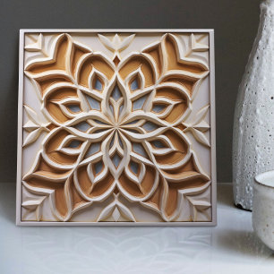 Faux Relief Floral Moroccan Tile Home Decor Accent