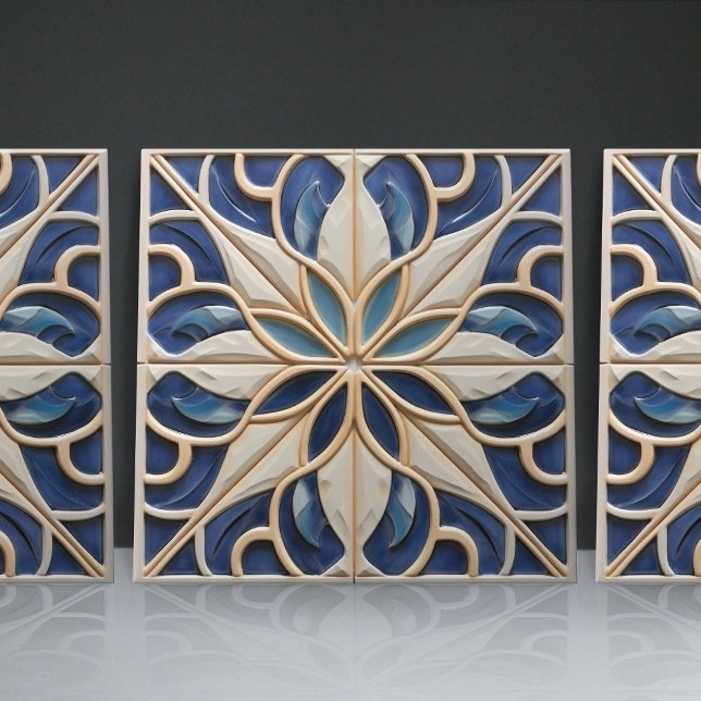 Faux Relief Floral Moroccan Tile Home Decor Accent (Creator Uploaded)