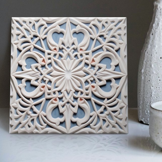 Faux Relief Floral Moroccan Tile Home Decor Accent (Creator Uploaded)
