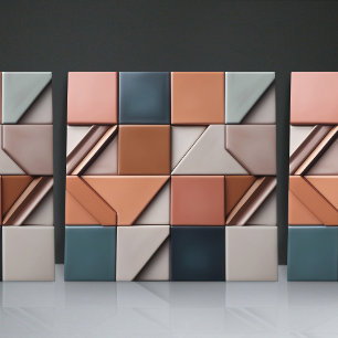 Faux Relief Glazed Blue Burnt Orange Home Decor Tile