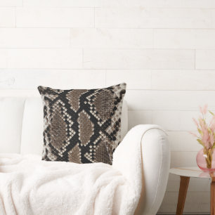 Faux Reticulated Python Snake Skin Throw Pillow