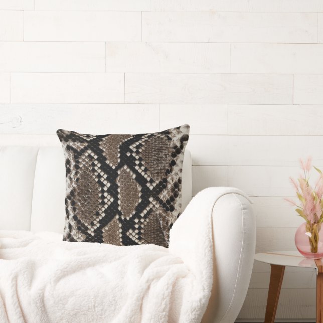 Faux Reticulated Python Snake Skin Throw Pillow (Couch)