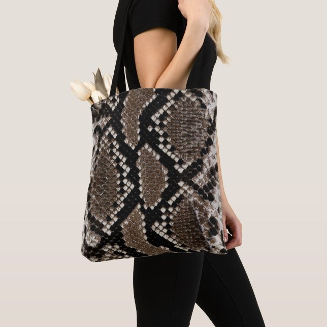 Faux Reticulated Python Snake Skin Tote Bag (Close Up)