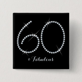 Faux Rhinestone 60th Birthday 15 Cm Square Badge