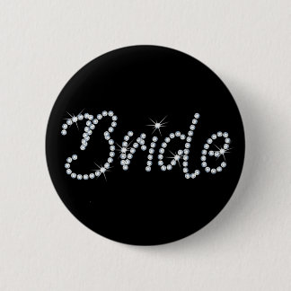 Faux Rhinestone Bride 6 Cm Round Badge