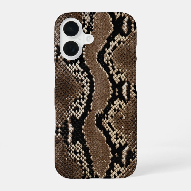Faux Rock Python Snake Skin iPhone 16 Case (Back)