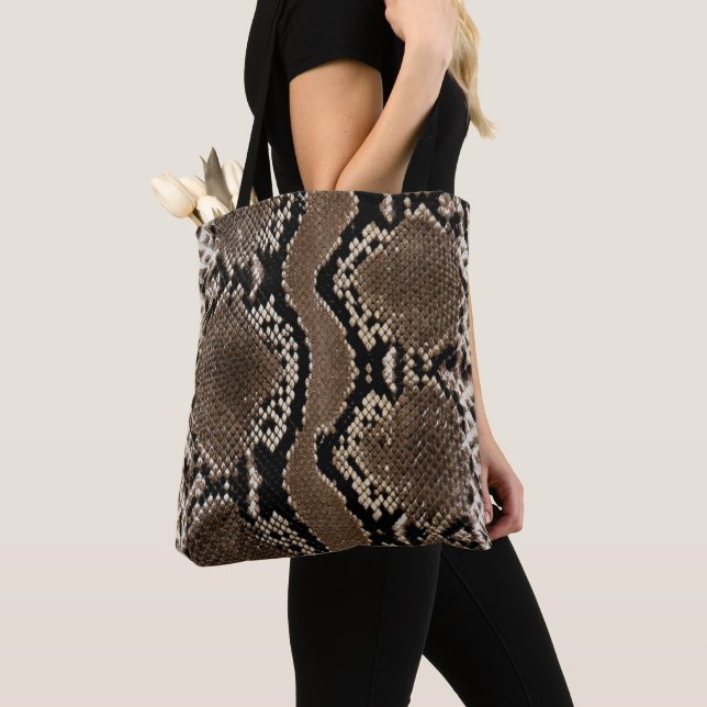 Faux Rock Python Snake Skin Tote Bag (Close Up)