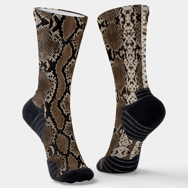 Faux Rock Python Snakeskin Socks (Angled)
