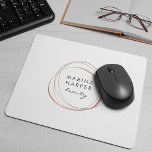 Faux Rose Gold Abstract Logo Mouse Pad<br><div class="desc">Chic personalised mousepad displays your business name or choice of custom text inside a faux rose gold foil abstract circle element on a white background.</div>