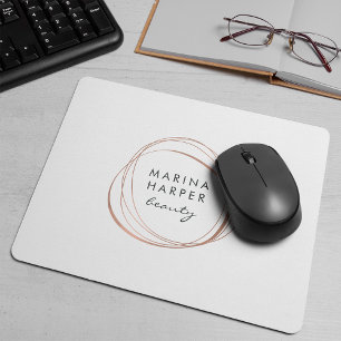 Faux Rose Gold Abstract Logo Mouse Pad