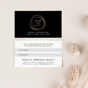 Faux Rose Gold Abstract Logo Referral Card