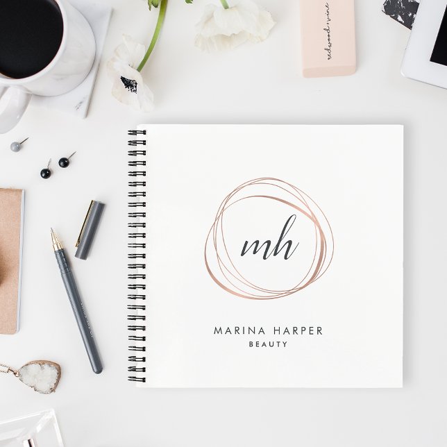Faux Rose Gold Abstract Monogram Notebook (Creator Uploaded)