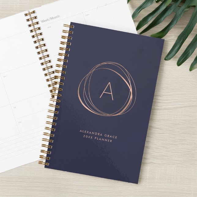 Faux Rose Gold Abstract Monogram Planner (Creator Uploaded)