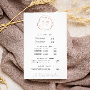 Faux Rose Gold Abstract   Pricing & Services Flyer