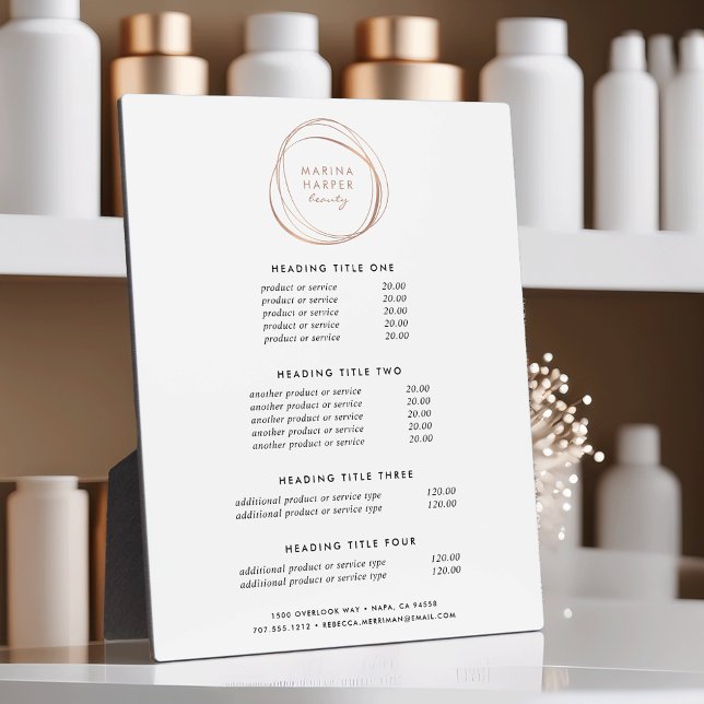 Faux Rose Gold Abstract | Pricing & Services Plaque (Creator Uploaded)