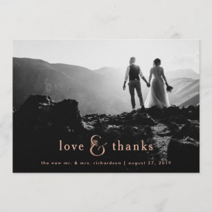 Faux Rose Gold Ampersand Four Photo Thank You Card