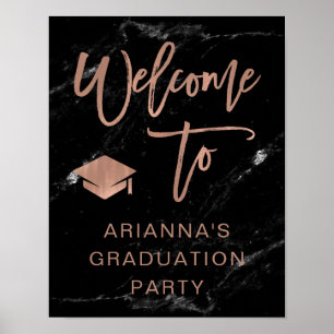Faux Rose Gold and Marble Grad Party Welcome Poster