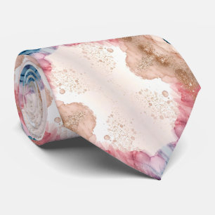 Faux rose gold and teal blue & Glitter Tie