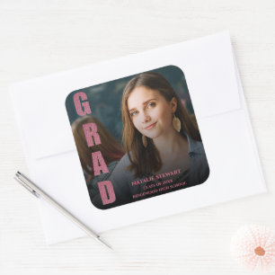 Faux Rose Gold Class of 2026 Photo Graduation      Square Sticker