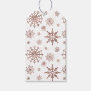 Faux Rose Gold Colour Looking Snowflakes & Text Gift Tags