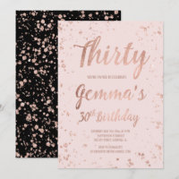 Faux rose gold confetti blush 30th Birthday name