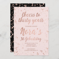 Faux rose gold confetti blush thirty 30th Birthday