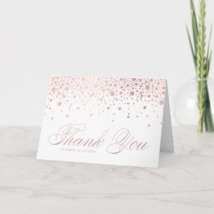 Faux Rose Gold Confetti Dots Wedding Thank You Card