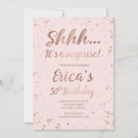 Faux rose gold confetti splatters blush pink 30th