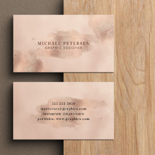 Faux Rose Gold Copper Foil Graphic Designer Business Card