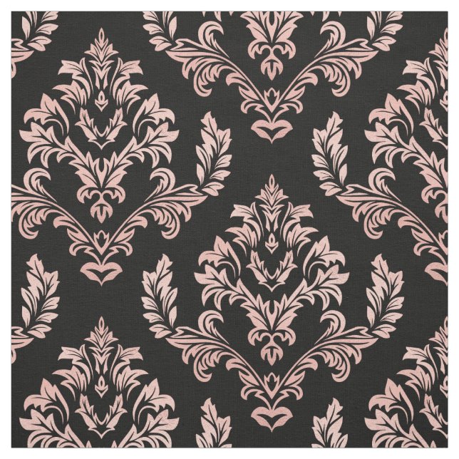 Faux Rose Gold Damask Fabric (Swatch)
