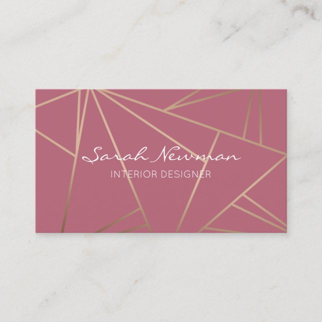 Faux rose gold elegant modern minimalist geometric business card (Front)