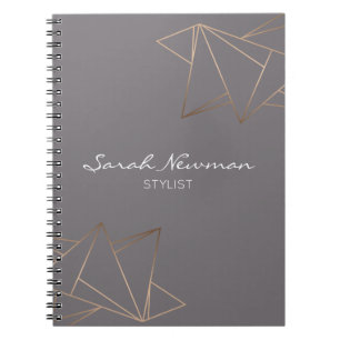 Faux rose gold elegant modern minimalist geometric notebook