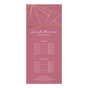 Faux rose gold elegant modern minimalist geometric rack card