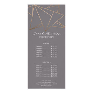 Faux rose gold elegant modern minimalist geometric rack card