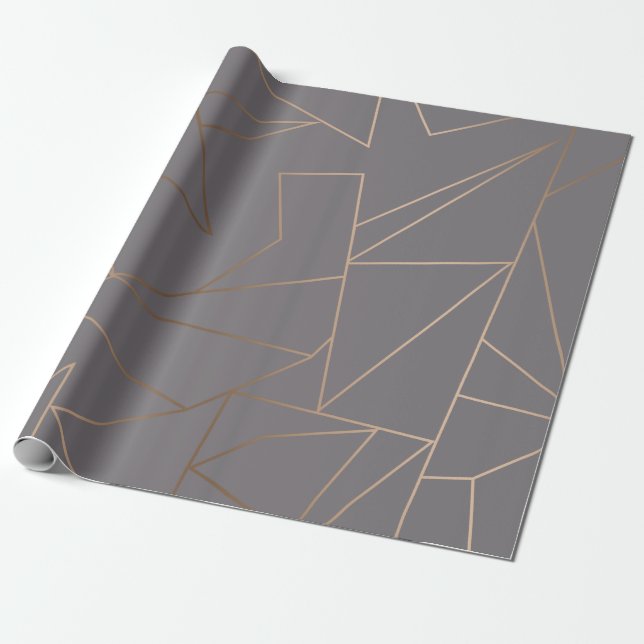 Faux rose gold elegant modern minimalist geometric wrapping paper (Unrolled)