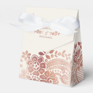 Faux rose gold elegant vintage lace wedding favour box