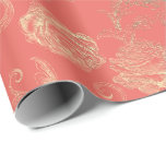 Faux Rose Gold Floral Coral Bridal Wedding Wrapping Paper<br><div class="desc">Delicate Chic Conceptual Floral Wrapping Paper 
Can be a beautiful decor for many events like wedding,  anniversary,  birthday,  graduations,  new home,  corporate,  bridal showers etc
I suggest you to choose glossy paper in order to keep metallic shiny effect. 
florenceK  design</div>