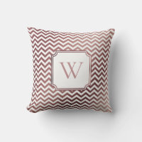 Faux Rose Gold Foil and White Chevron w/ Monogram