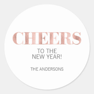 Faux Rose Gold Foil Cheers New Year's Sticker