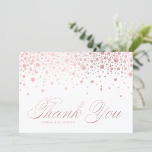 Faux Rose Gold Foil Confetti Dots Wedding Thank You Card