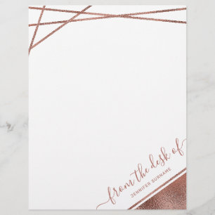 Faux Rose Gold Foil From The Desk Of & Custom Name Custom Letterhead