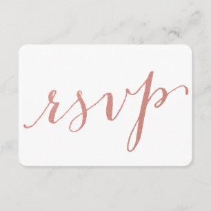 Faux Rose Gold Foil Glamour   Wedding RSVP Card