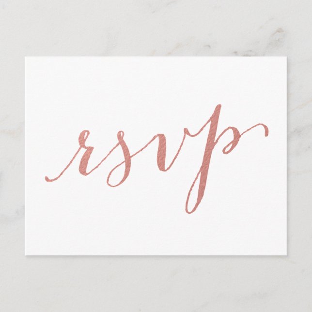 Faux Rose Gold Foil Glamour | Wedding RSVP Postcar Invitation Postcard (Front)
