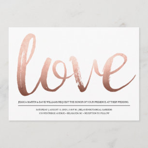 Faux Rose Gold Foil Love Invitation
